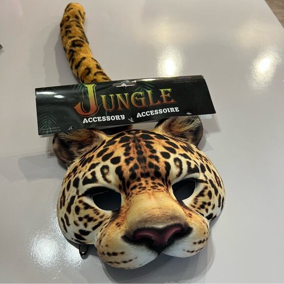 Leopard Animal Face Mask and Tail Costume New - Picture 1 of 2